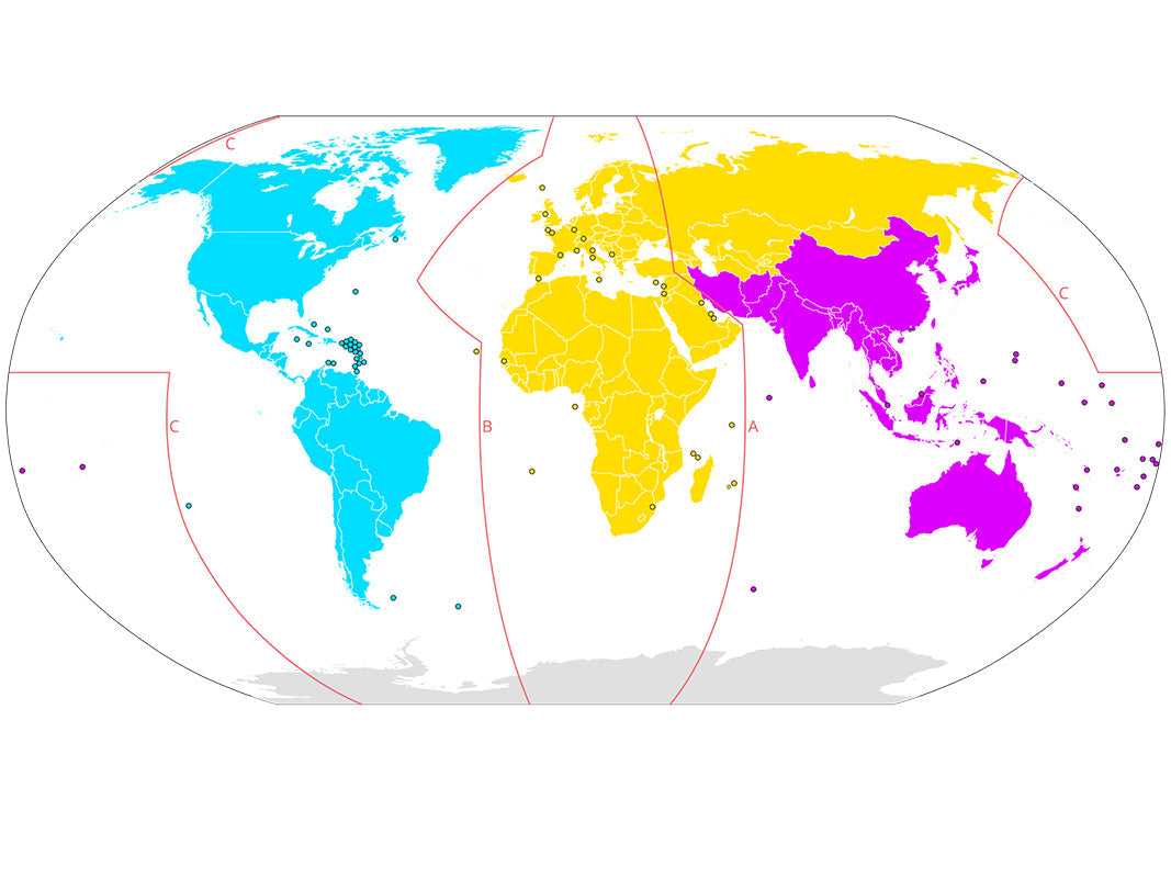 Frequency allocations for different regions
