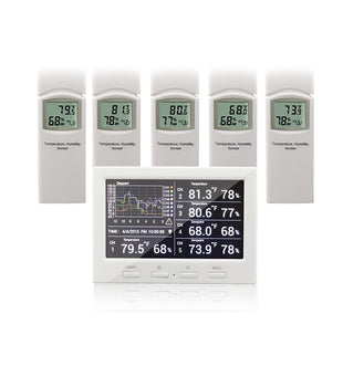 Wireless weather station with 5 sensors, 5 channels, color screen, data logger, connect to PC