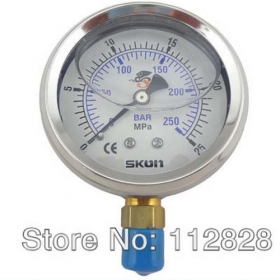 MISOL 10 UNITS OF Pressure gauge 25Mpa 250bar brass bar, Radial connection, BSP 1/4"