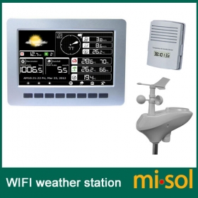 WIFI weather station with solar powered sensor wireless data upload data storage