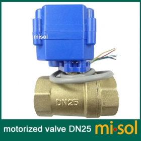 MISOL motorized valve brass, G1" DN25, 2 way, CR05, electrical valve, motorized ball valve
