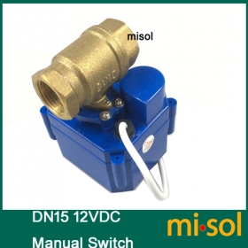 MISOL 10 units of motorized ball valve DN15, 12VDC, 2 way, brass, with manual switch, with valve position indicator