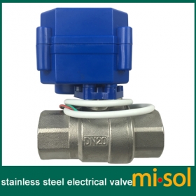 MISOL 10 pcs motorized ball valve 3/4" NPT, DN20, 2 way 12VDC CR04, stainless steel electrical valve