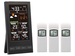 Wireless weather station with 3 sensors, 3 channels, color screen