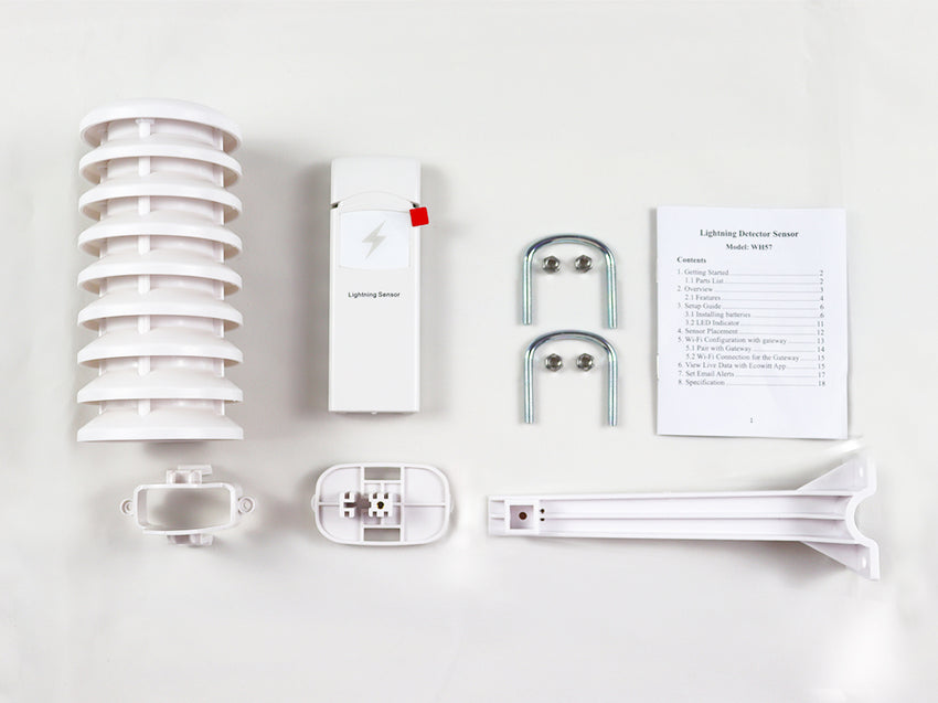 Misol WH57 outdoor wireless lightning sensor with plastic shield, lightning detection sensor