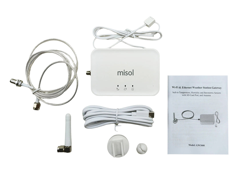 misol GW3000 Ethernet and Wi-Fi Gateway with Data Storage with Enhanced  Antennafor weather station