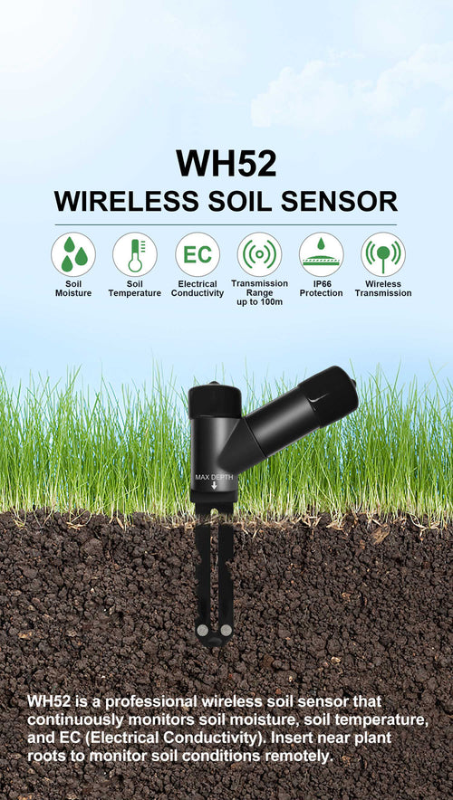 Misol WH52 soil sensor 433Mhz, soil moisture, soil temperature, soil EC, Soil Electrical Conductivity sensor
