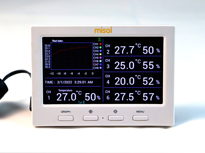 Wireless weather station with 5 sensors, 5 channels, color screen, data logger, connect to PC