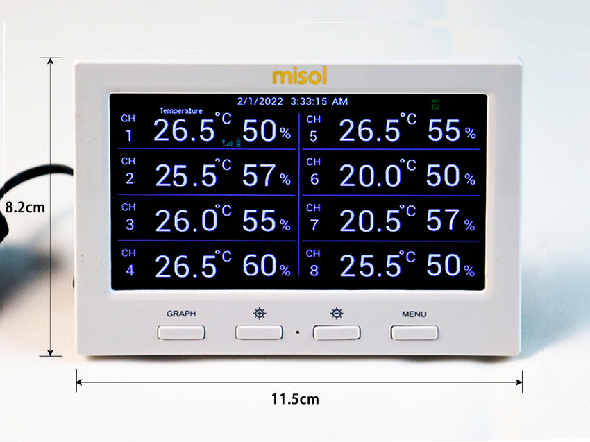 Wireless weather station with 5 sensors, 5 channels, color screen, data logger, connect to PC