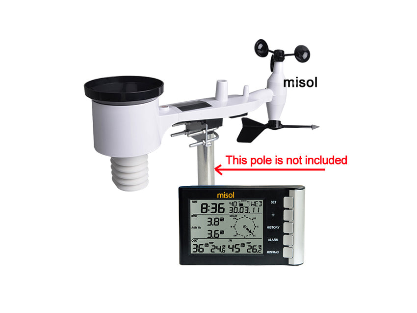 professional weather station wind speed wind direction temperature humidity rain 433Mhz