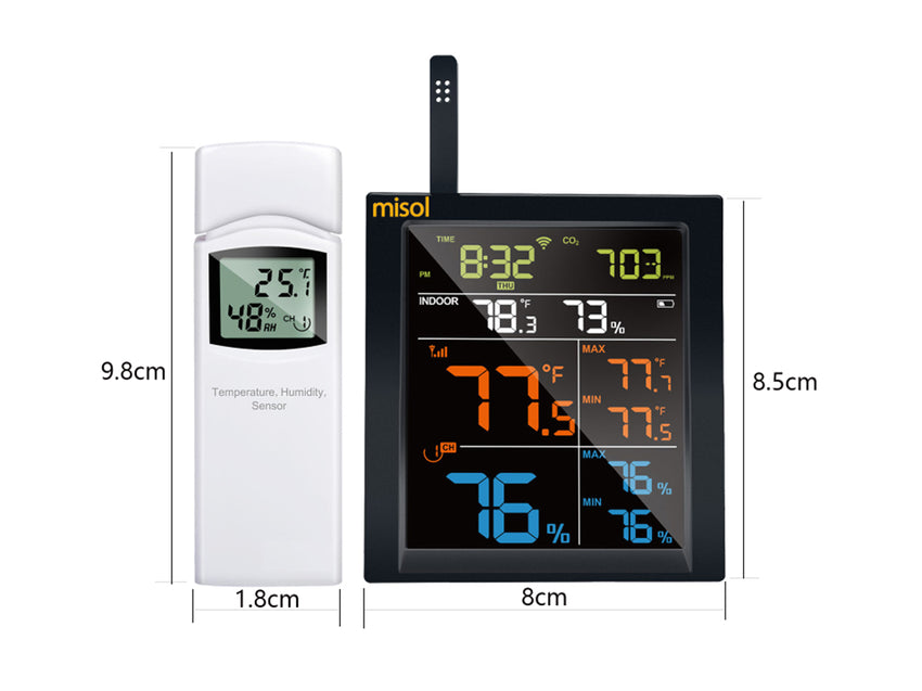 Misol WN1821 temperature humidity CO2, carbon dioxide detection weather station
