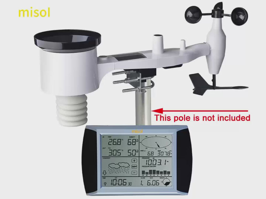 MISOL / professional weather station / PC connection wind speed wind direction rain meter pressure temperature humidity / with solar charge function(outdoor)