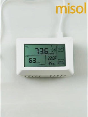 Misol 7-in-1 indoor monitor CO2, PM1.0, PM2.5, PM4.0, PM10, temperature, and humidity